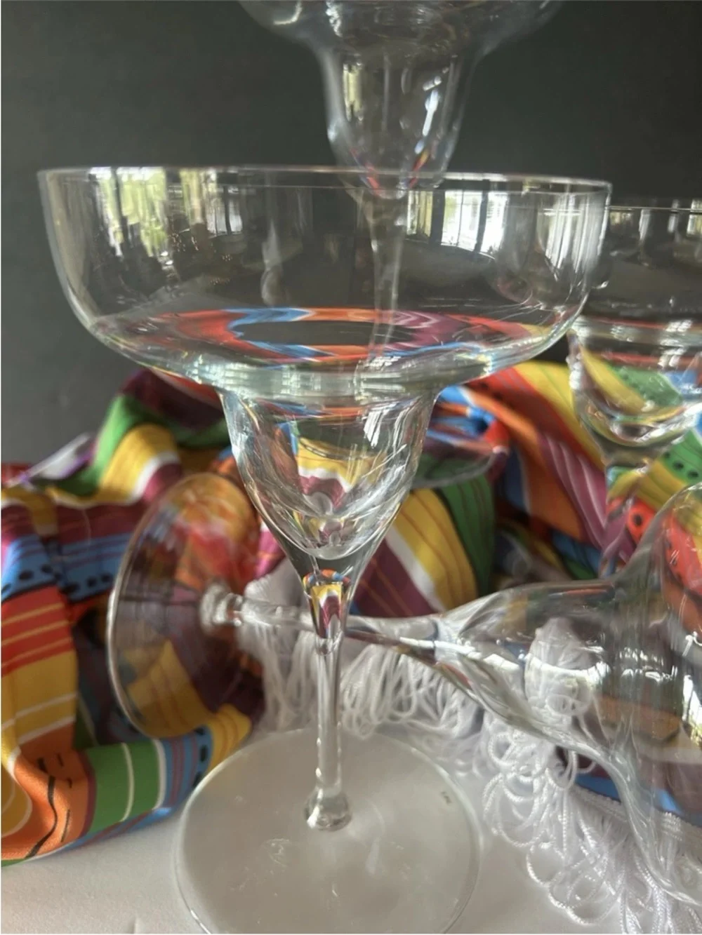 4 Fine Crystal Clear Margarita Glasses Lighter Weight Glass Excellent 7.5